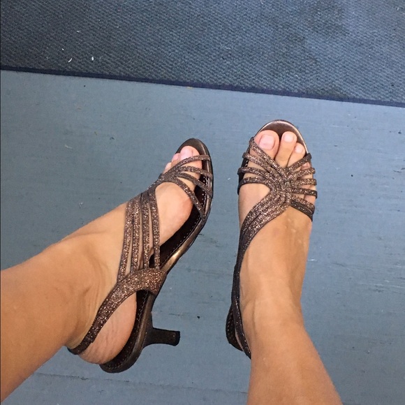Easy Street Bronze Glitter Strappy Sandal