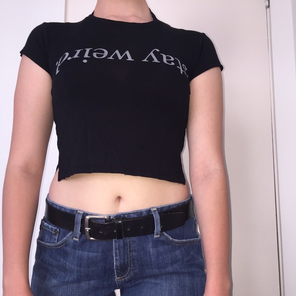 brandy Melville stay weird crop top