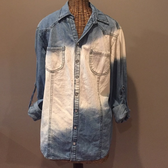 Dip dyed open back jean shirt!