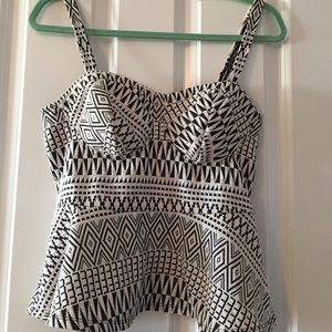 Geometric print peplum top