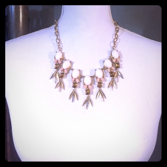 White pink and cold statement necklace