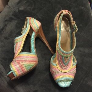 Multi Colored Peep-toe heels