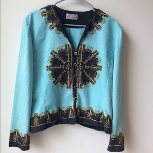 Adriana Papell Blue silk jacket