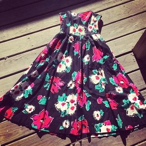 1980's Bright Floral Summer Dress