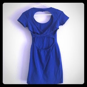 Royal Blue casual backless dress
