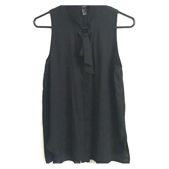 F21 black sheer sleeveless blouse top