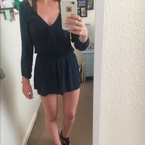 Navy Blue 3/4 Sleeve Romper