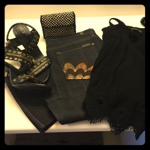 Traded-dark-wash denim 7 for All Mankind Jeans