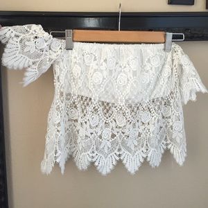 White lace off the shoulder top