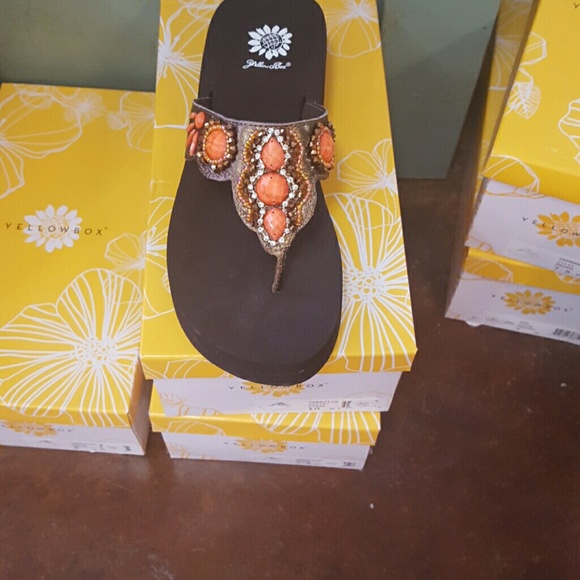 Yellow box flip flops