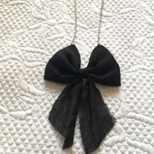 SOLD ON MERC Black Bow Necklace with Silver Chain