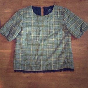 Wool Top with Black Lace Fringe