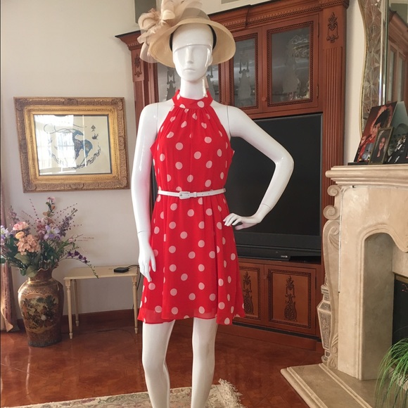 Juniors polka dot red dress