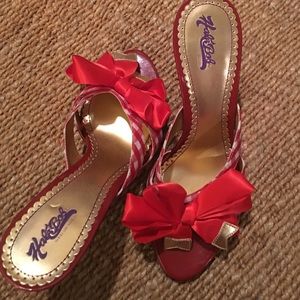 Hale Bob red gingham mules