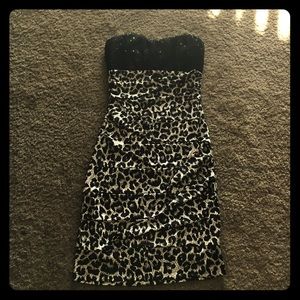 Black cheetah-print mini dress