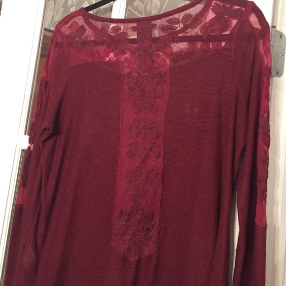 Free People lace detail shirt