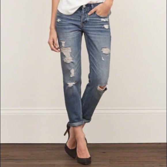 Abercrombie & Fitch Denim - Abercrombie and Fitch Ripped Boyfriend Jeans