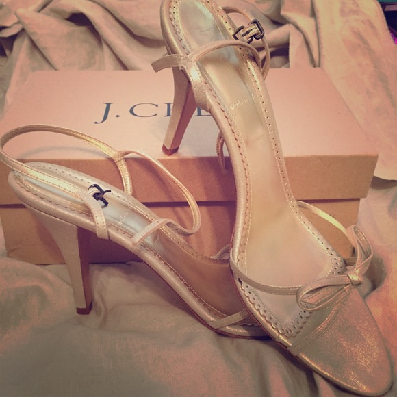 JCrew Clementine Gold Suede Strappy Heels