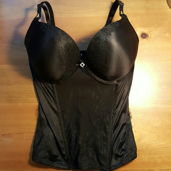 36D Black Lace & Semi Sheer Bustier