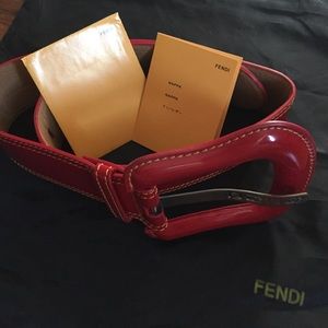 Fendi red wide belt