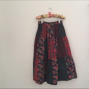 Vintage Patchwork Midi Skirt