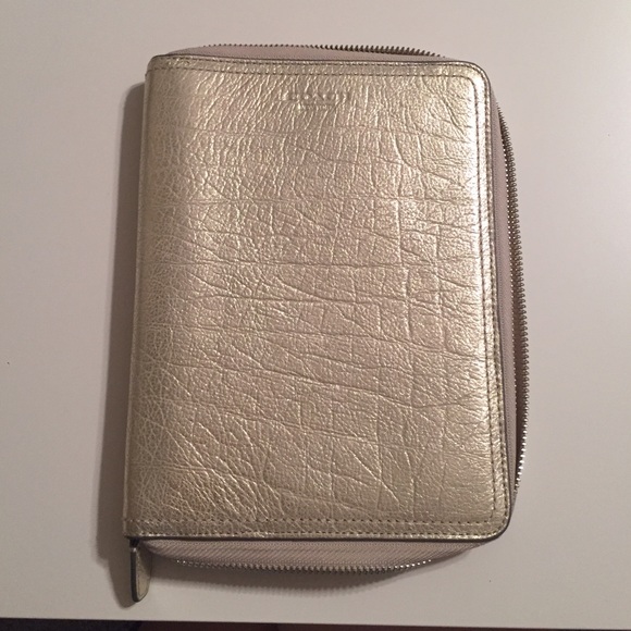 Coach Accessories - Coach Metallic Distressed Leather Planner