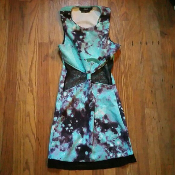 Nasty gal tie dye dress in teal and black sz S