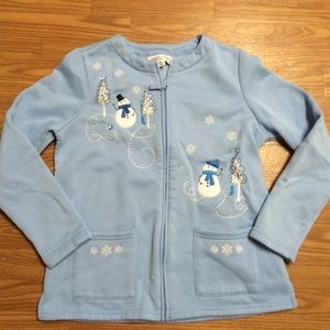 Light Blue Snowman Christmas Zipper Sweatshirt⛄️