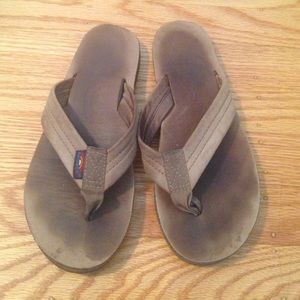Rainbow Leather Sandals in Medium Brown