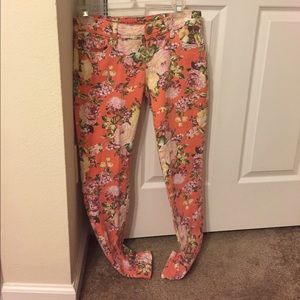 Floral print skinny jeans