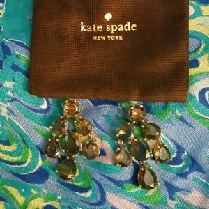 Kate Spade Black Clear Crystal Gold Earrings