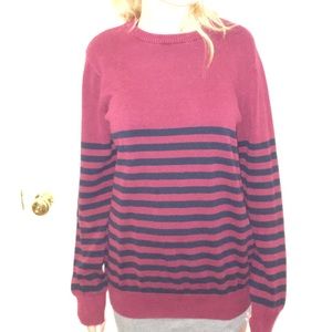 Red & Dark Blue Striped Sweater