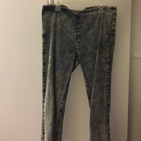 High wasted grey blue denim jeans
