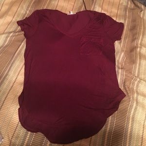 Maroon V-Neck Pocket Shirt