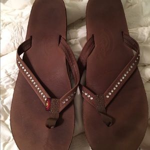 Rainbow sandals with rhinestones