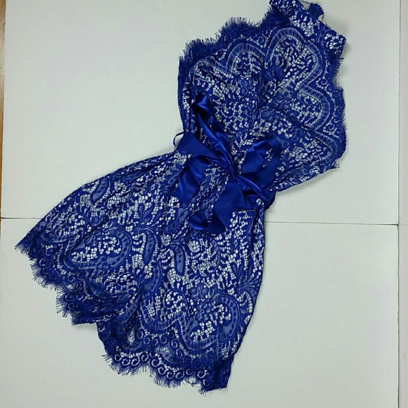 ONE LEFT! Blue Lace Romper - Picture 3 of 3