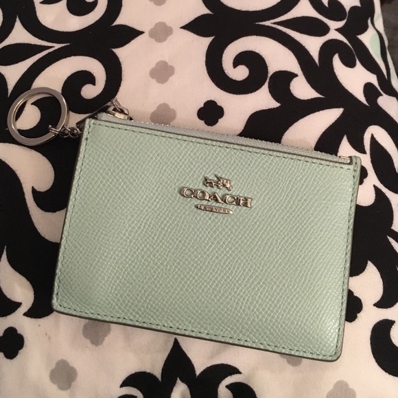 Mint Green Coach Id keychain