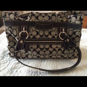 Gray and Black Coach Bag