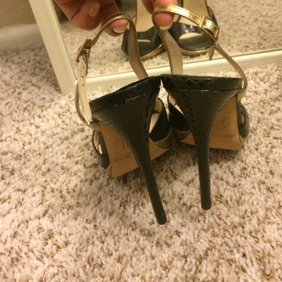 Sale! Jimmy Choo Black And Gold Python Heels 38 - image 3