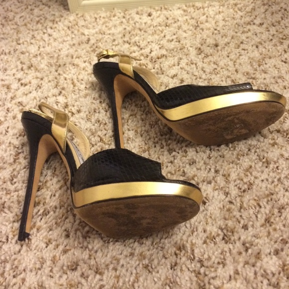 Sale! Jimmy Choo Black And Gold Python Heels 38 - image 4