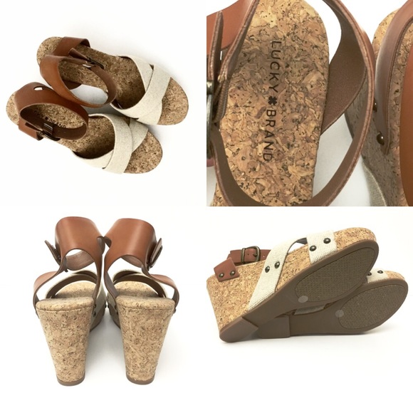 Lucky Brand Retro Chic XBand Ankle Wedge Sandals - Picture 3 of 4