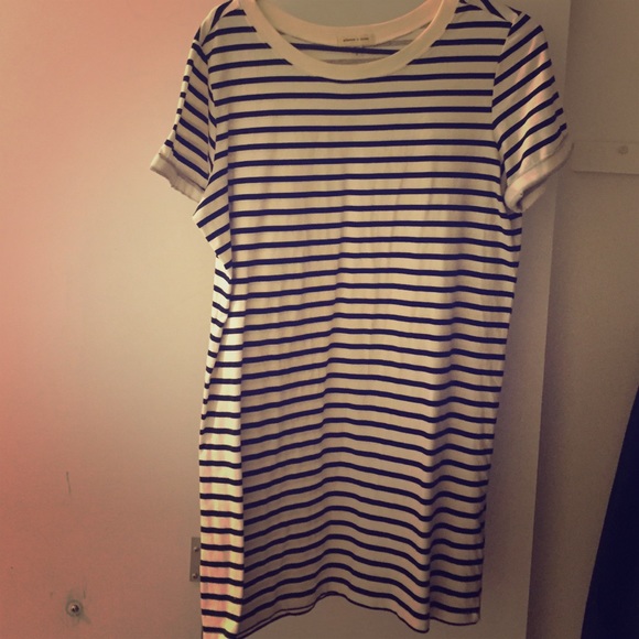 Black and white striped shirt dress