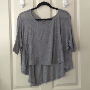 Gray hi-low top