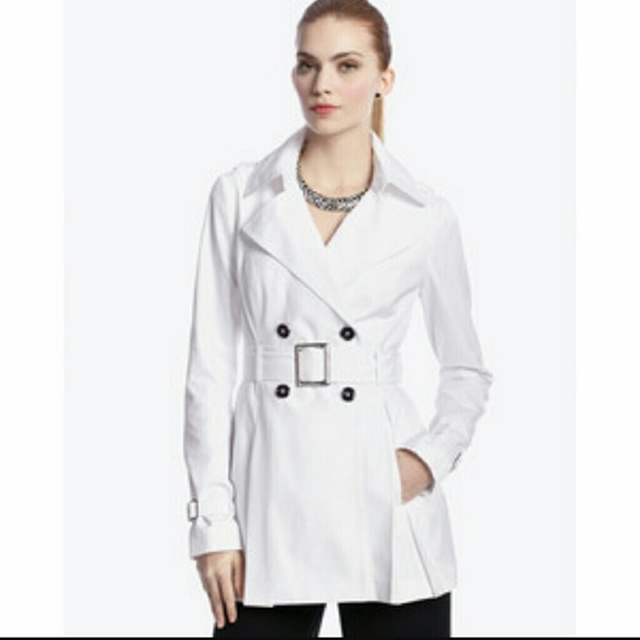 White House Black Market White Trench Coat - Picture 1 of 3