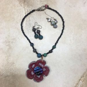 Clay necklace and ear rings