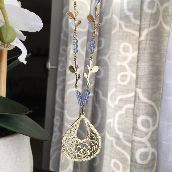 Francesca's Blue and Gold Accent Necklace