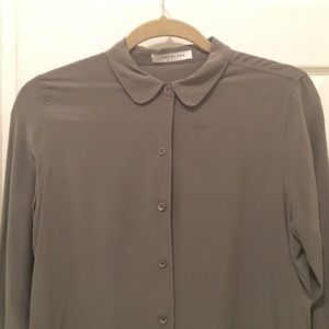 Everlane silk round collar button up