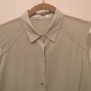 Everlane sleeveless silk button up, mint green