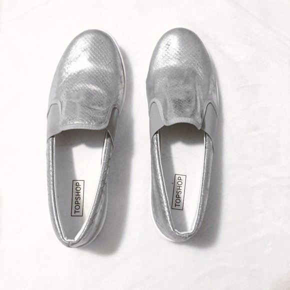 Topshop silver slip on shoes