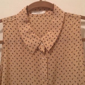 Equipment silk sleeveless anchor print button up